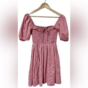 Abercrombie & Fitch Sweetheart Babydoll Mini Dress Size XS Pink Cottagecore